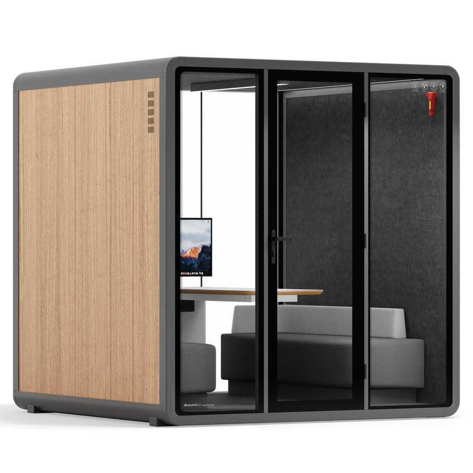 Quell+ - 6 Person Meeting BoothWooden / Dark Grey / Furniture Set 1