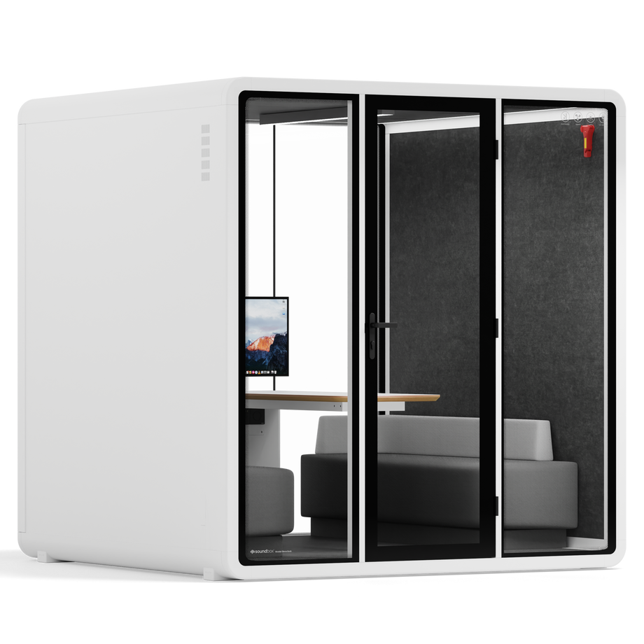 Quell+ - 6 Person Meeting BoothWhite / Dark Grey / Furniture Set 1