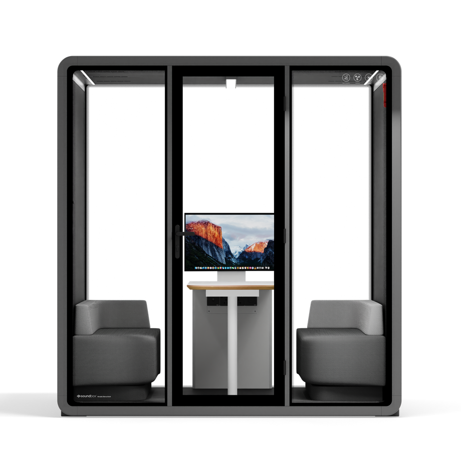 Quell+ - 6 Person Meeting BoothWooden / Dark Grey / Furniture Set 1