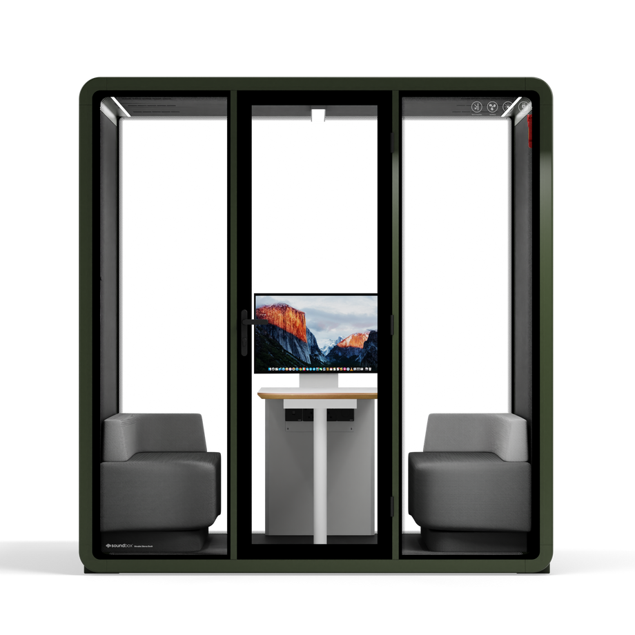 Quell+ - 6 Person Meeting BoothDark Green / Dark Grey / Furniture Set 1