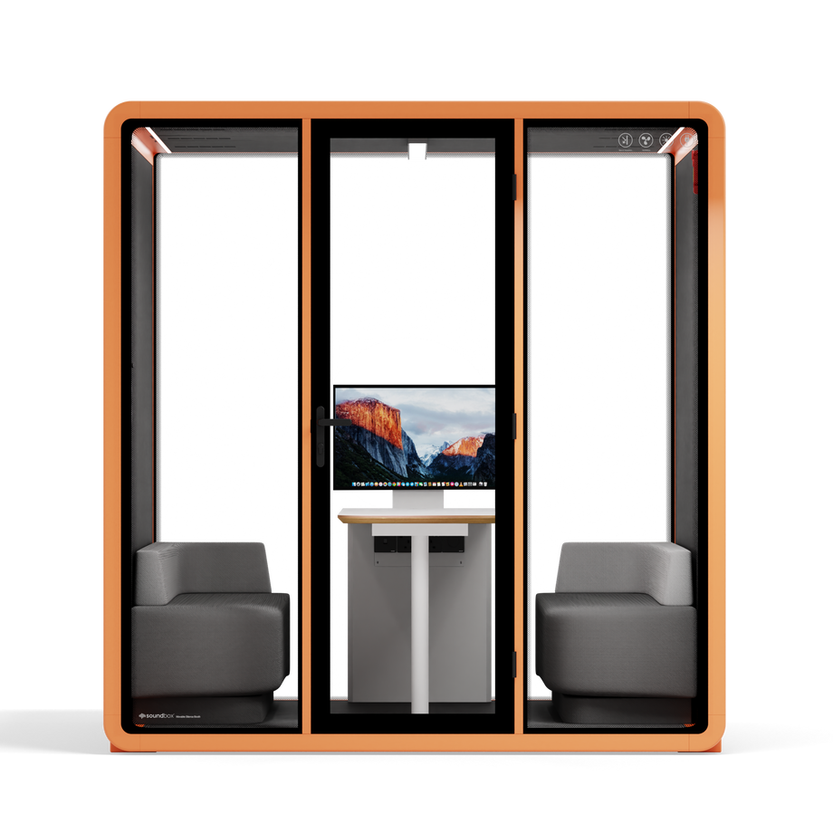 Quell+ - 6 Person Meeting BoothOrange / Dark Grey / Furniture Set 1