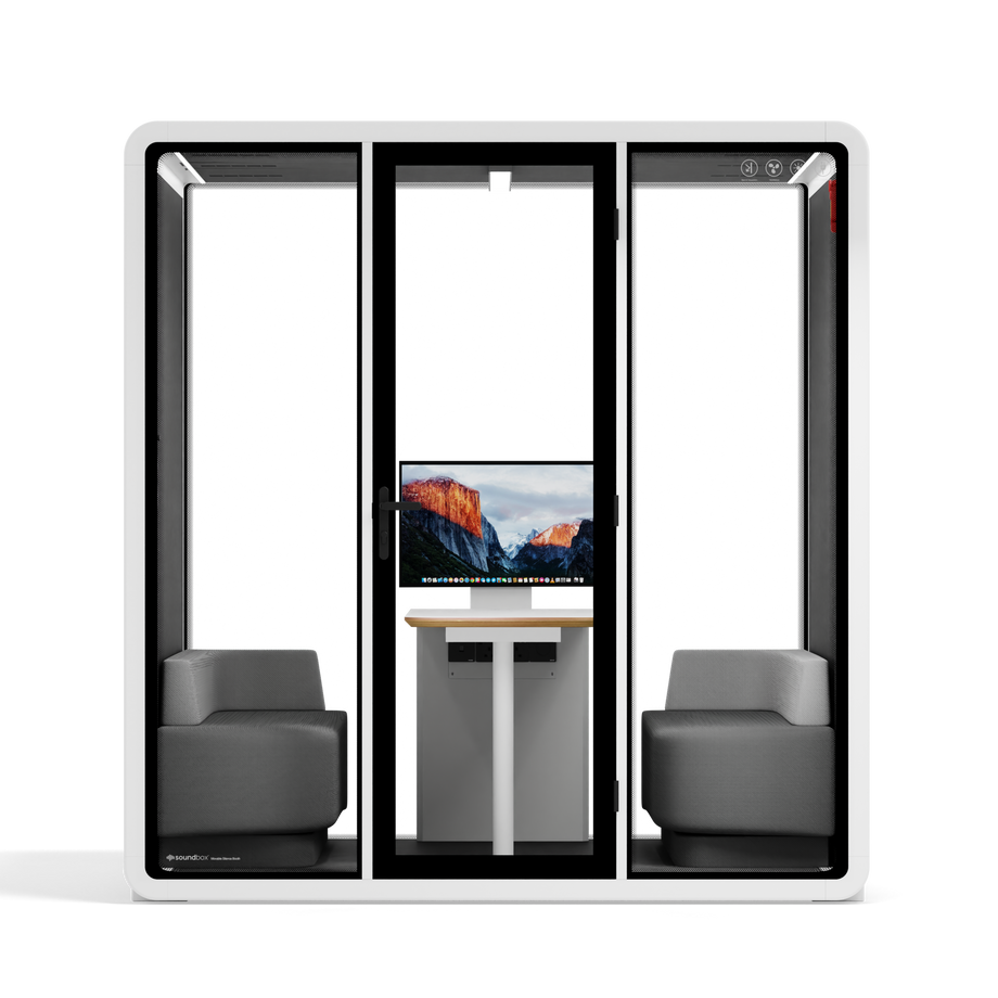 Quell+ - 6 Person Meeting BoothWhite / Dark Grey / Furniture Set 1
