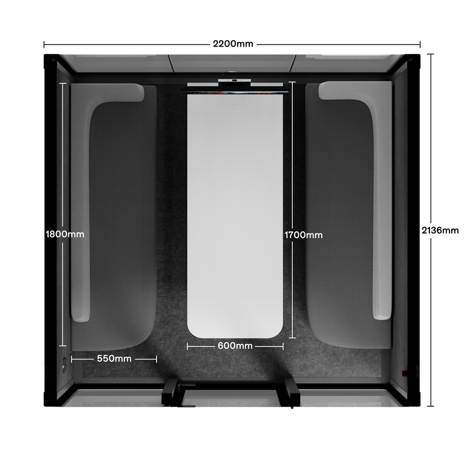 Quell+ - 6 Person Meeting BoothWooden / Dark Grey / Furniture Set 1