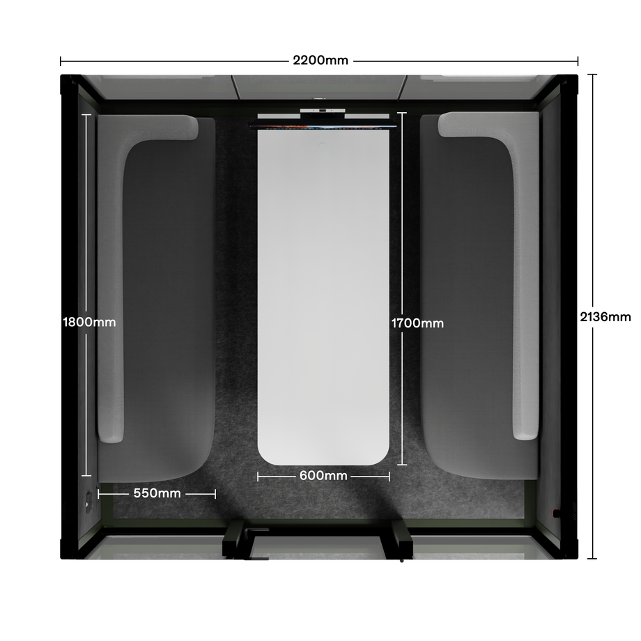 Quell+ - 6 Person Meeting BoothDark Green / Dark Grey / Furniture Set 1