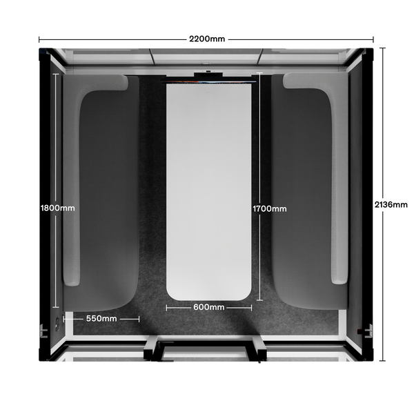 Quell+ - 6 Person Meeting BoothWhite / Dark Grey / Furniture Set 1