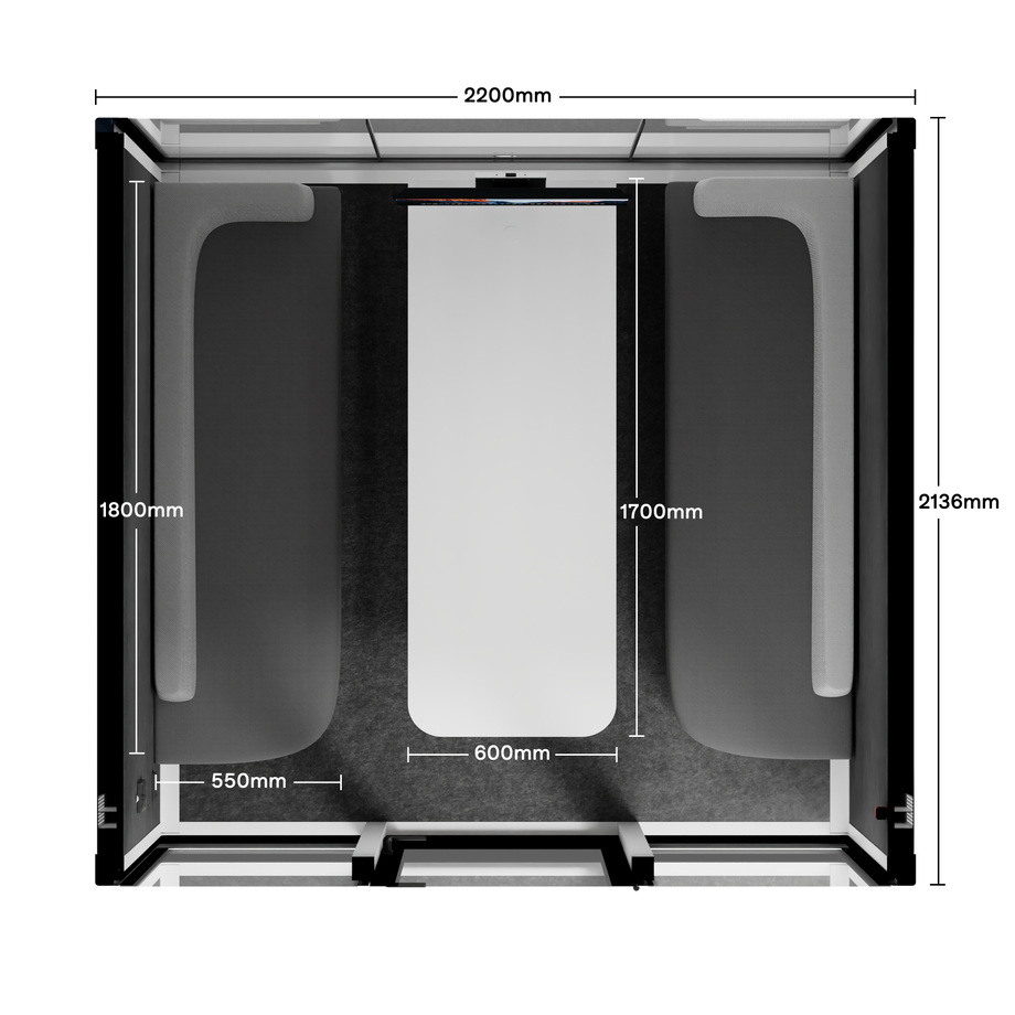 Quell+ - 6 Person Meeting BoothWhite / Dark Grey / Furniture Set 1