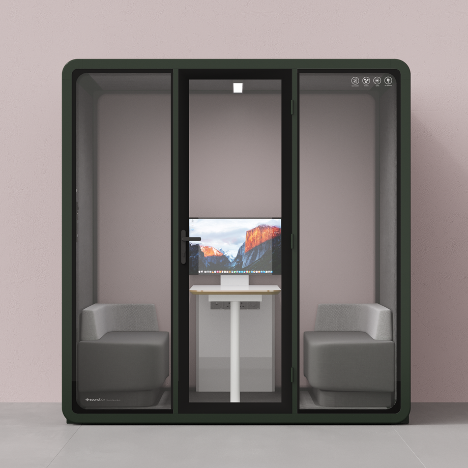 Quell+ - 6 Person Meeting BoothDark Green / Dark Grey / Furniture Set 1