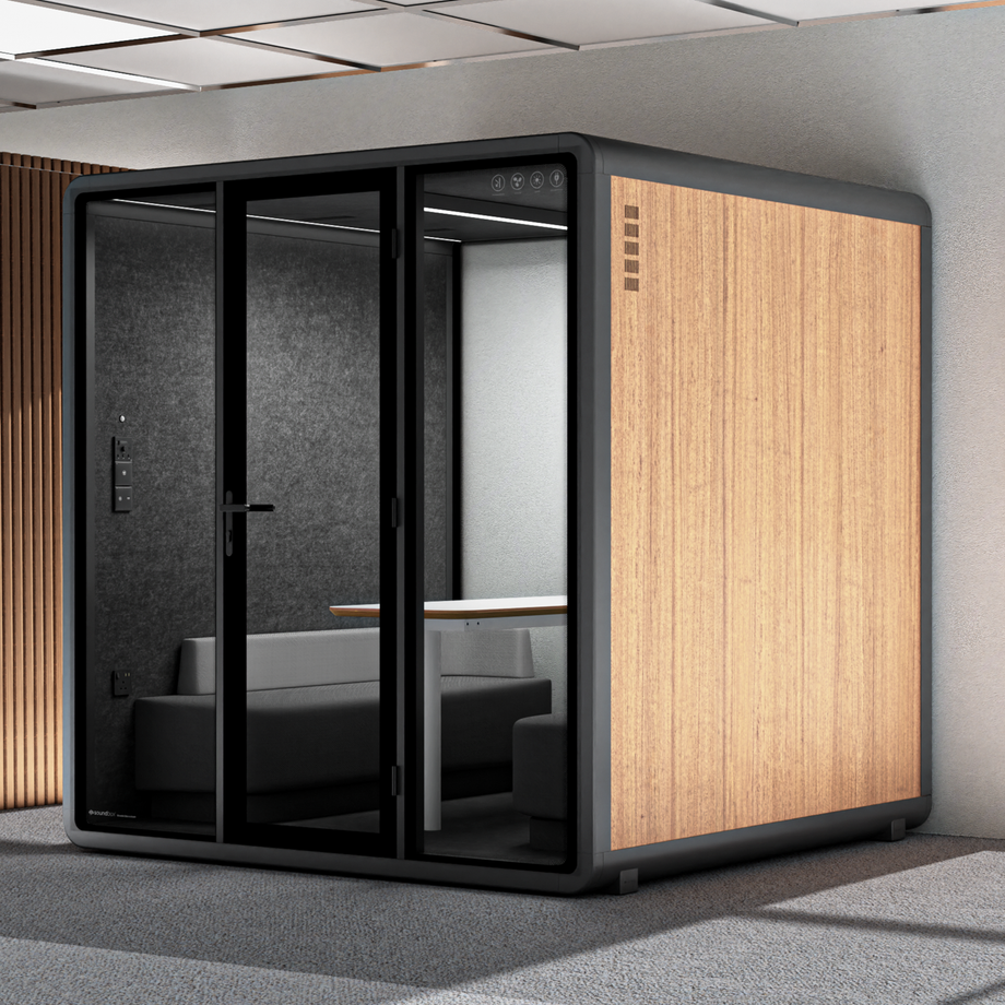 Quell+ - 6 Person Meeting BoothWooden / Dark Grey / Furniture Set 1