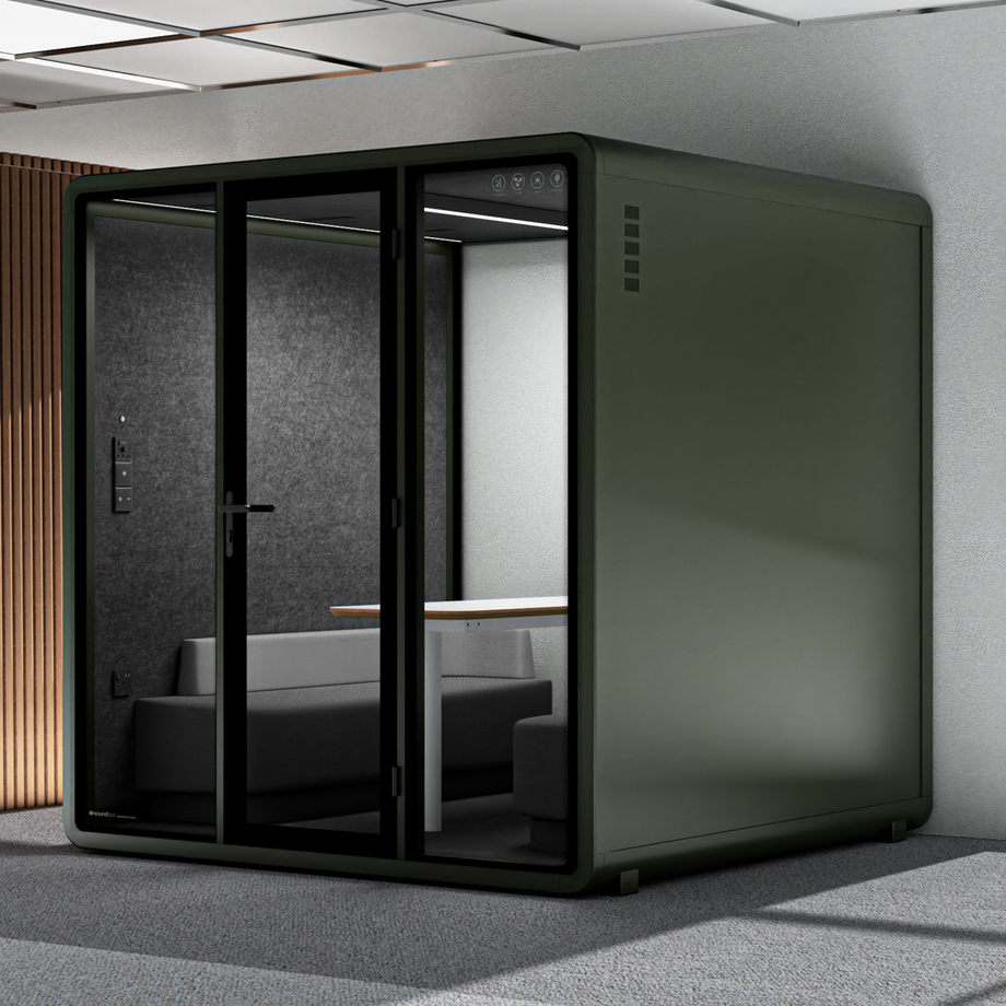 Quell+ - 6 Person Meeting BoothDark Green / Dark Grey / Furniture Set 1