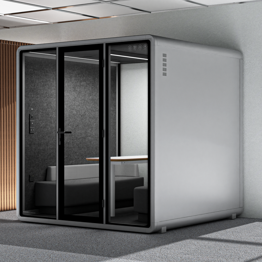 Quell+ - 6 Person Meeting BoothLight Grey / Dark Grey / Furniture Set 1