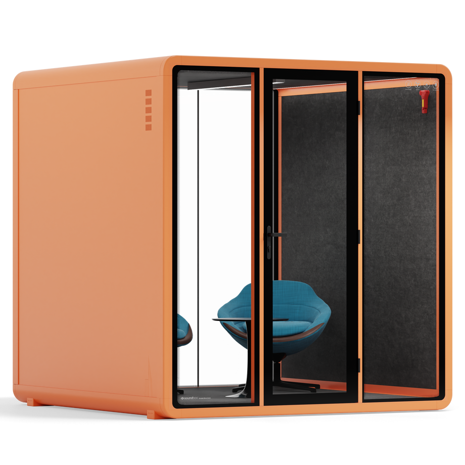 Quell+ - 6 Person Meeting BoothOrange / Dark Grey / Furniture Set 2