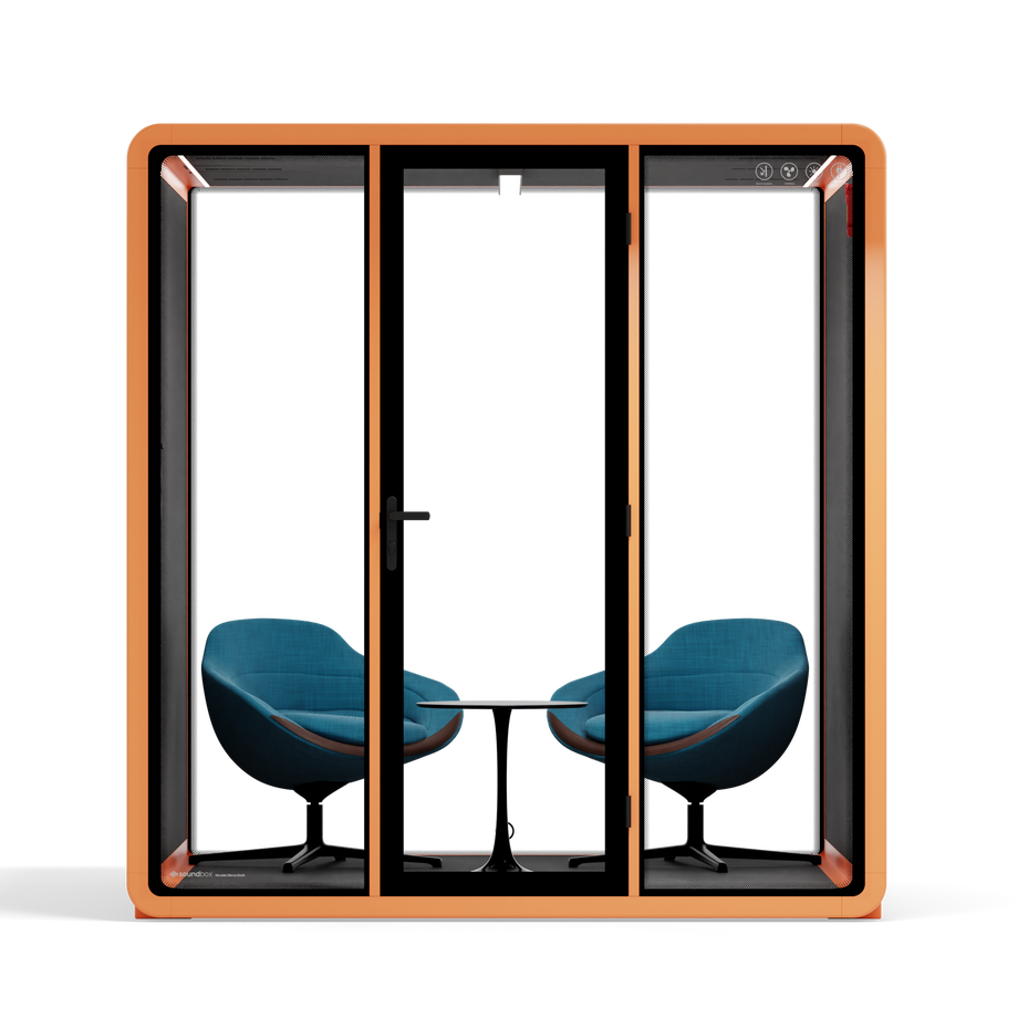 Quell+ - 6 Person Meeting BoothOrange / Dark Grey / Furniture Set 2