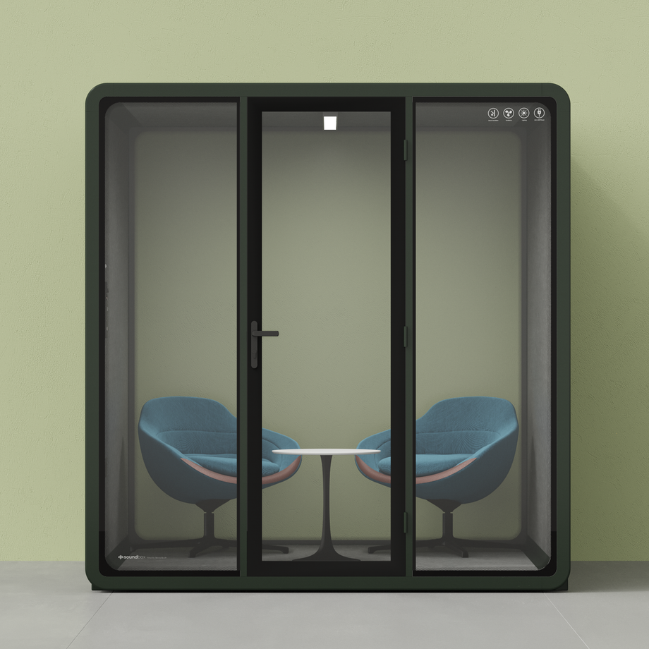 Quell+ - 6 Person Meeting BoothDark Green / Dark Grey / Furniture Set 2