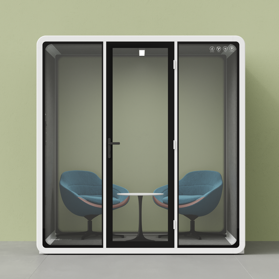 Quell+ - 6 Person Meeting BoothWhite / Dark Grey / Furniture Set 2