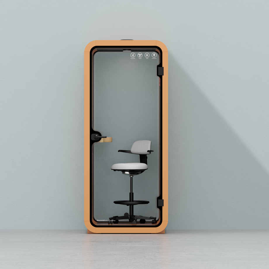 Office Pod Quell AcousticOrange / With Furniture / Dark Grey
