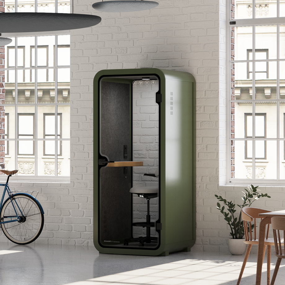 Office Pod Quell AcousticGreen / With Furniture / Dark Grey