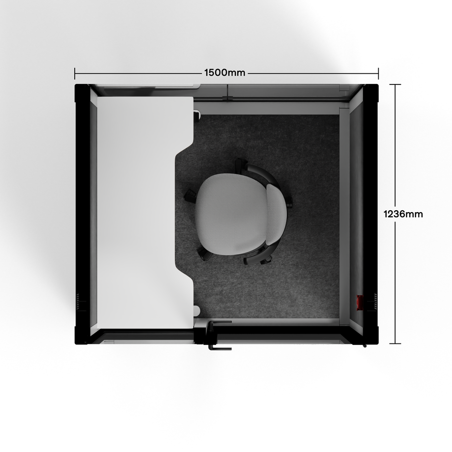 Quell+ - 2 Person PodLight Grey / Dark Gray / Electric Adjustable Work Station + Stool