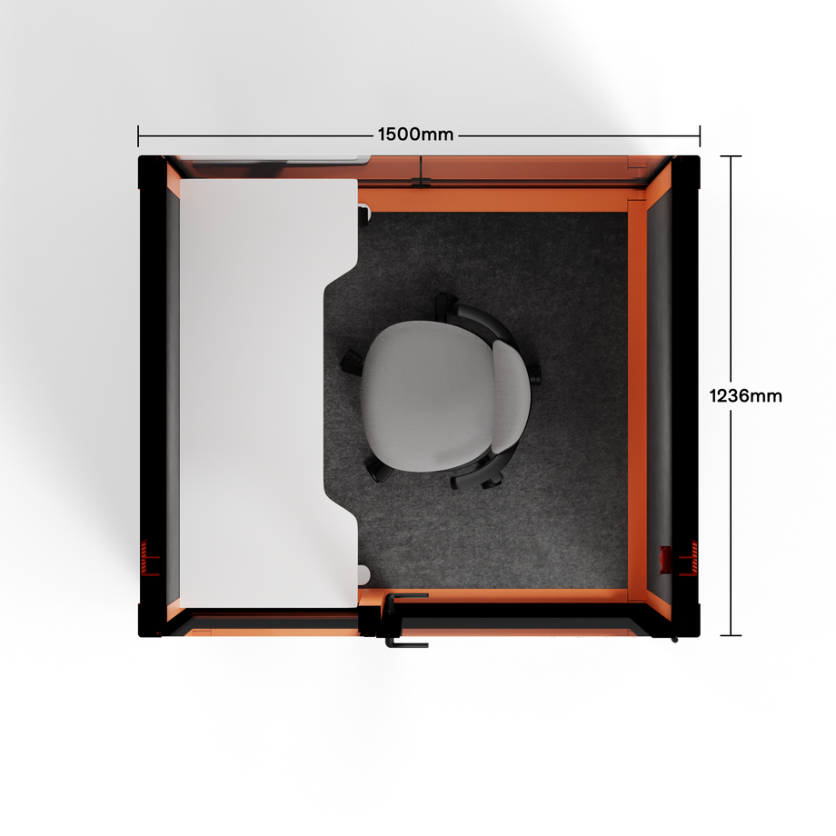 Quell+ - 2 Person PodOrange / Dark Gray / Electric Adjustable Work Station + Stool