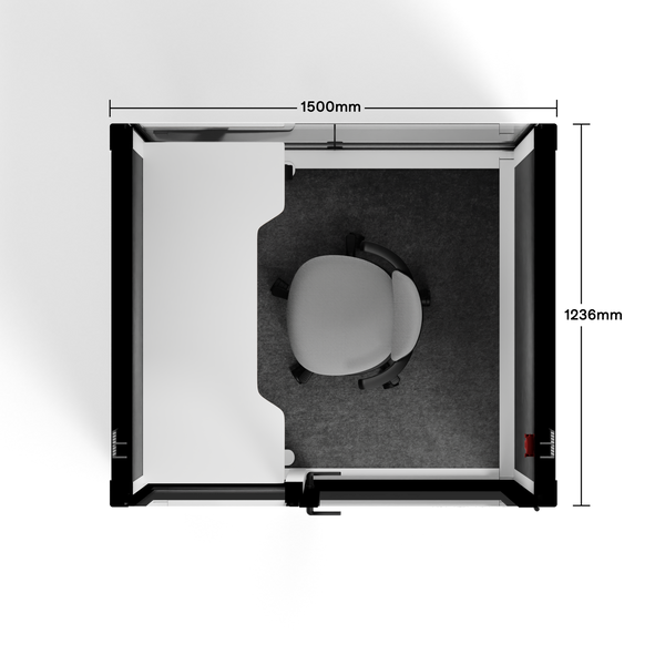 Quell+ - 2 Person PodWhite / Dark Gray / Electric Adjustable Work Station + Stool