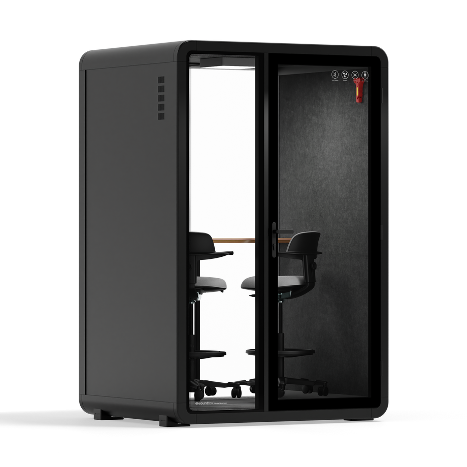 Quell+ - 2 Person PodBlack / Dark Gray / Dual Zoom Room + Device Shelf + 2 Barstools