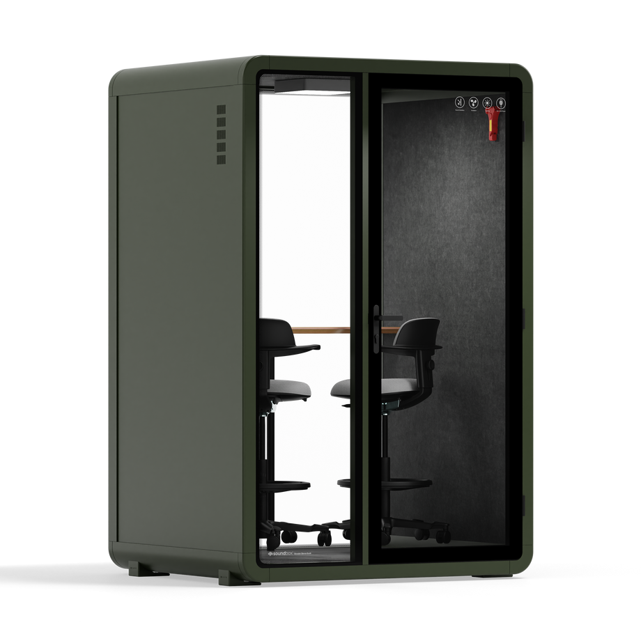 Quell+ - 2 Person PodDark Green / Dark Gray / Dual Zoom Room + Device Shelf + 2 Barstools