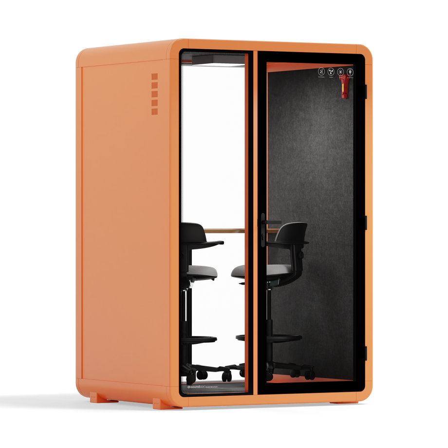 Quell+ - 2 Person PodOrange / Dark Gray / Dual Zoom Room + Device Shelf + 2 Barstools