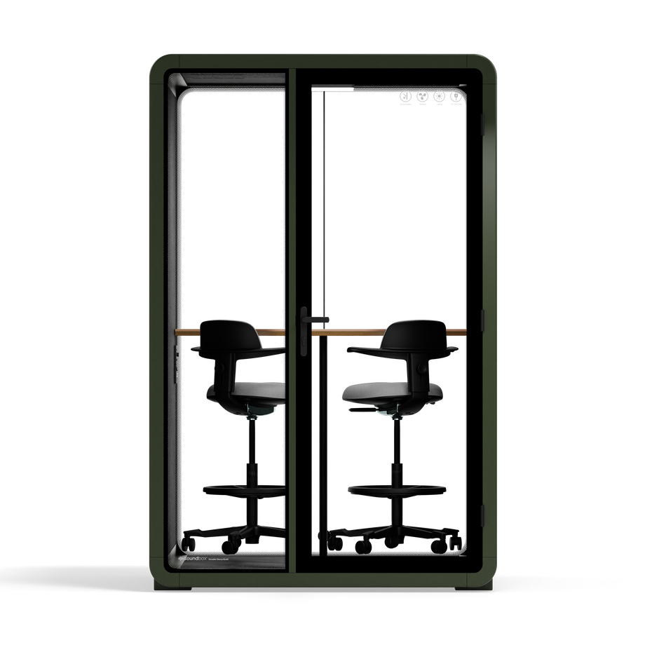 Quell+ - 2 Person PodDark Green / Dark Gray / Dual Zoom Room + Device Shelf + 2 Barstools