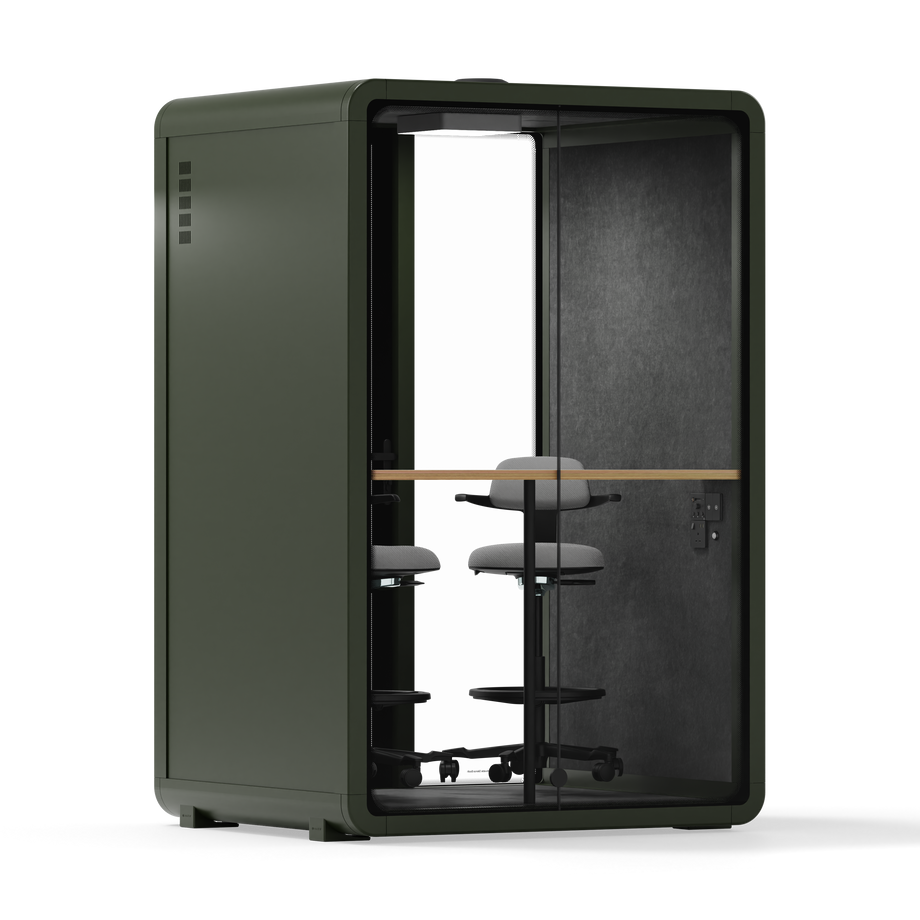 Quell+ - 2 Person PodDark Green / Dark Gray / Dual Zoom Room + Device Shelf + 2 Barstools