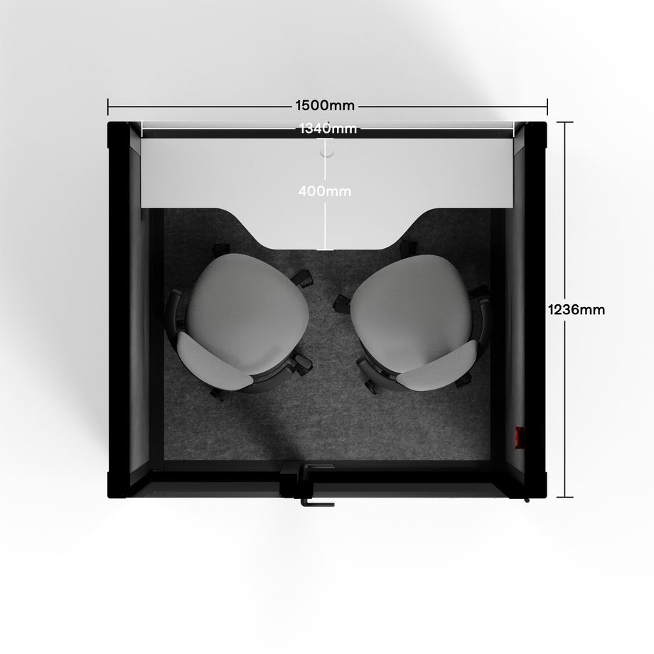 Quell+ - 2 Person PodBlack / Dark Gray / Dual Zoom Room + Device Shelf + 2 Barstools