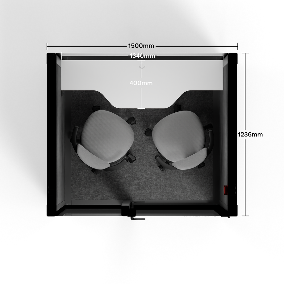 Quell+ - 2 Person PodWooden / Dark Gray / Dual Zoom Room + Device Shelf + 2 Barstools