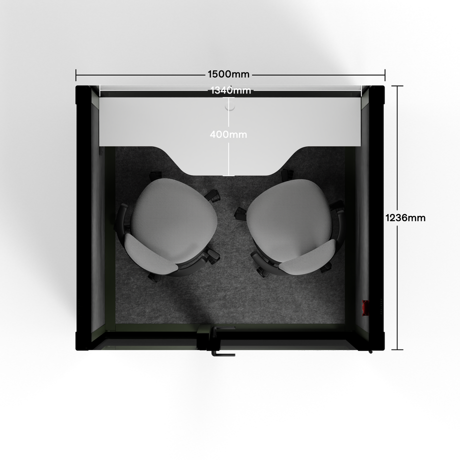 Quell+ - 2 Person PodDark Green / Dark Gray / Dual Zoom Room + Device Shelf + 2 Barstools