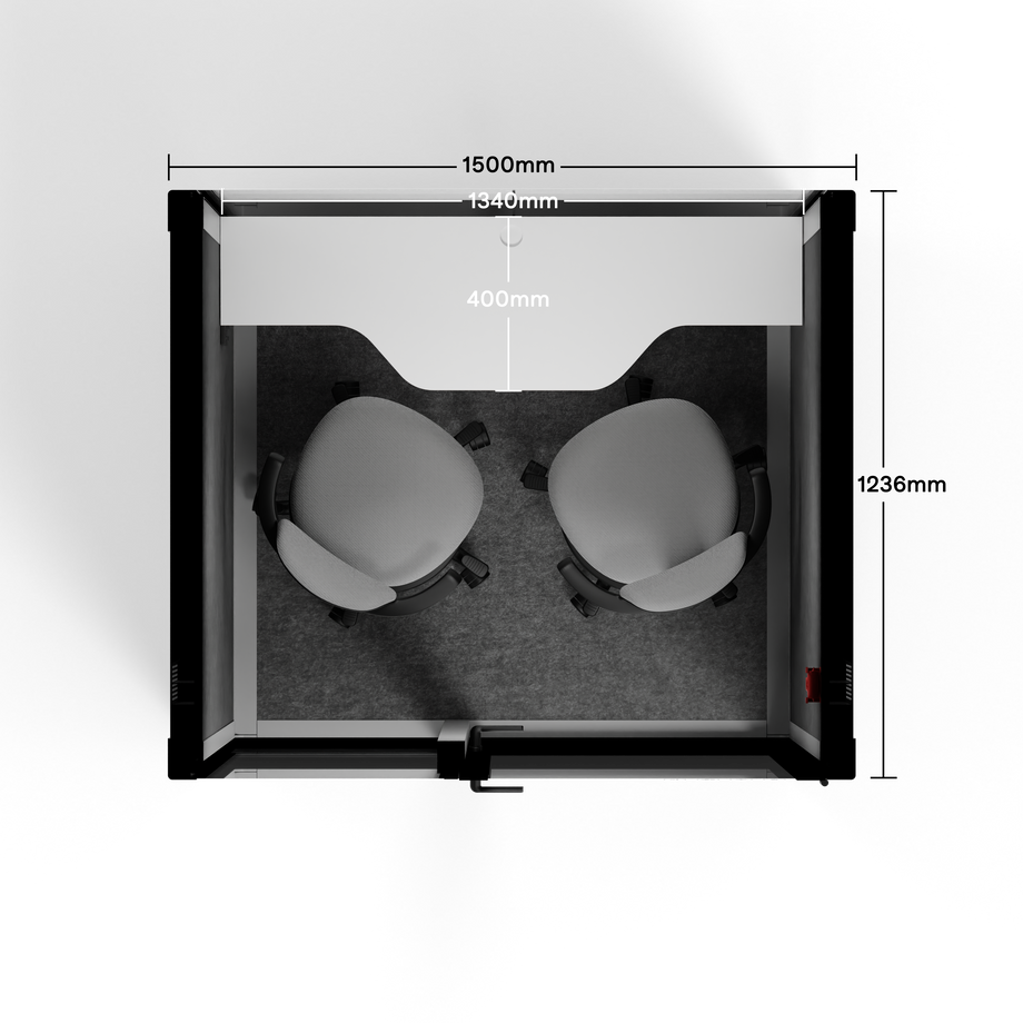 Quell+ - 2 Person PodLight Grey / Dark Gray / Dual Zoom Room + Device Shelf + 2 Barstools