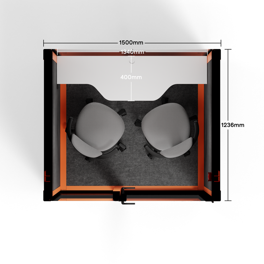 Quell+ - 2 Person PodOrange / Dark Gray / Dual Zoom Room + Device Shelf + 2 Barstools