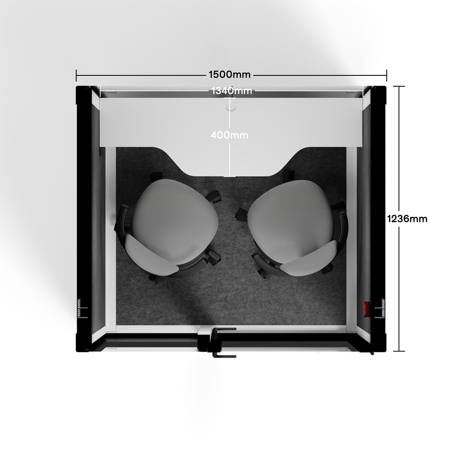 Quell+ - 2 Person PodWhite / Dark Gray / Dual Zoom Room + Device Shelf + 2 Barstools