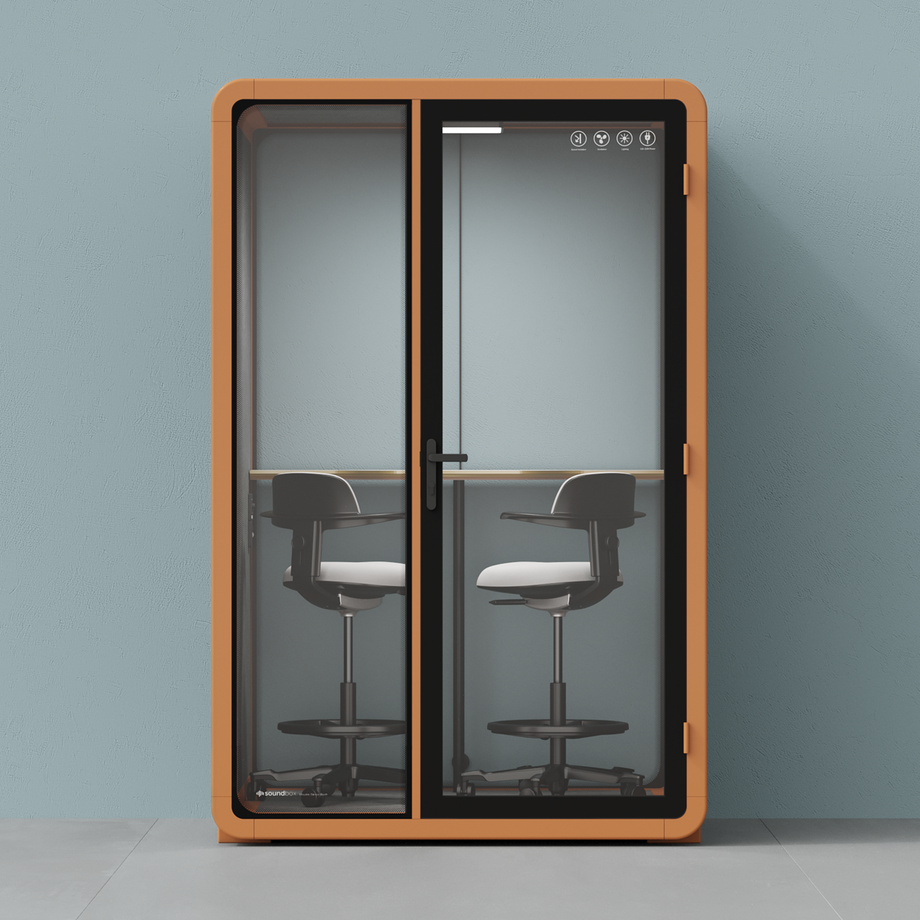 Quell+ - 2 Person PodOrange / Dark Gray / Dual Zoom Room + Device Shelf + 2 Barstools