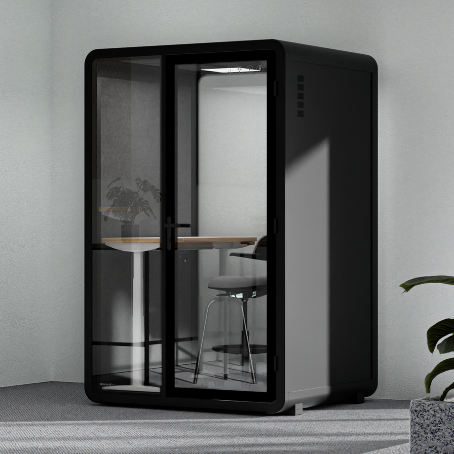 Quell+ - 2 Person PodBlack / Dark Gray / Dual Zoom Room + Device Shelf + 2 Barstools