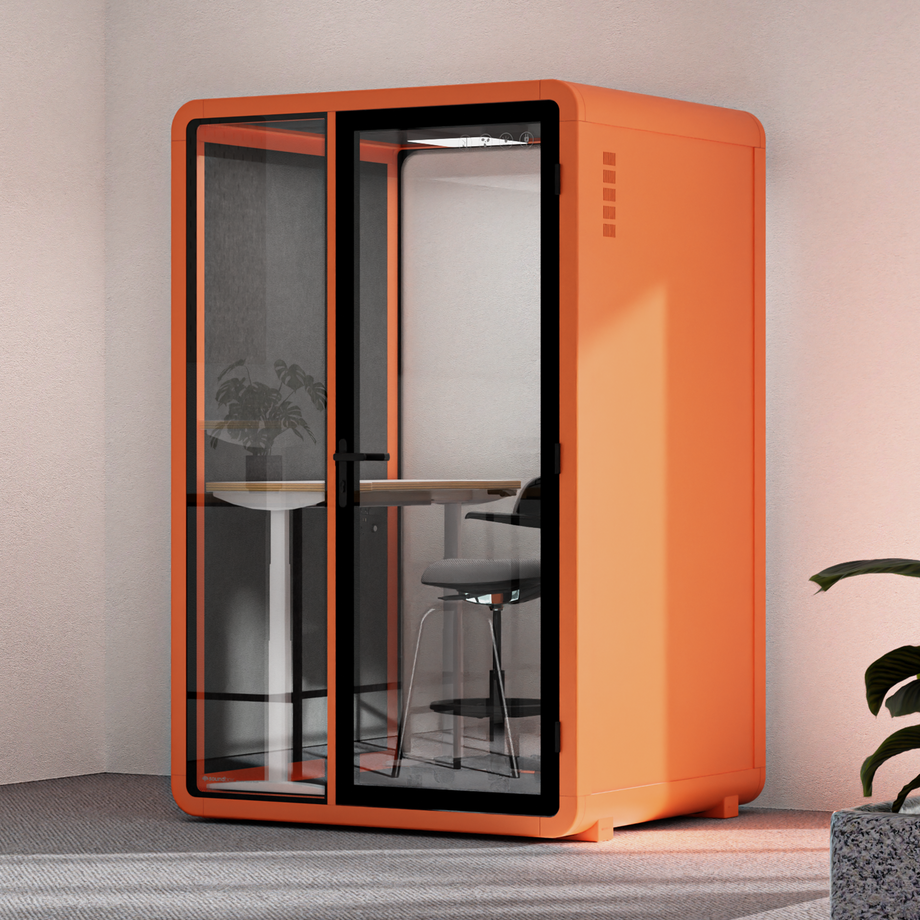 Quell+ - 2 Person PodOrange / Dark Gray / Dual Zoom Room + Device Shelf + 2 Barstools