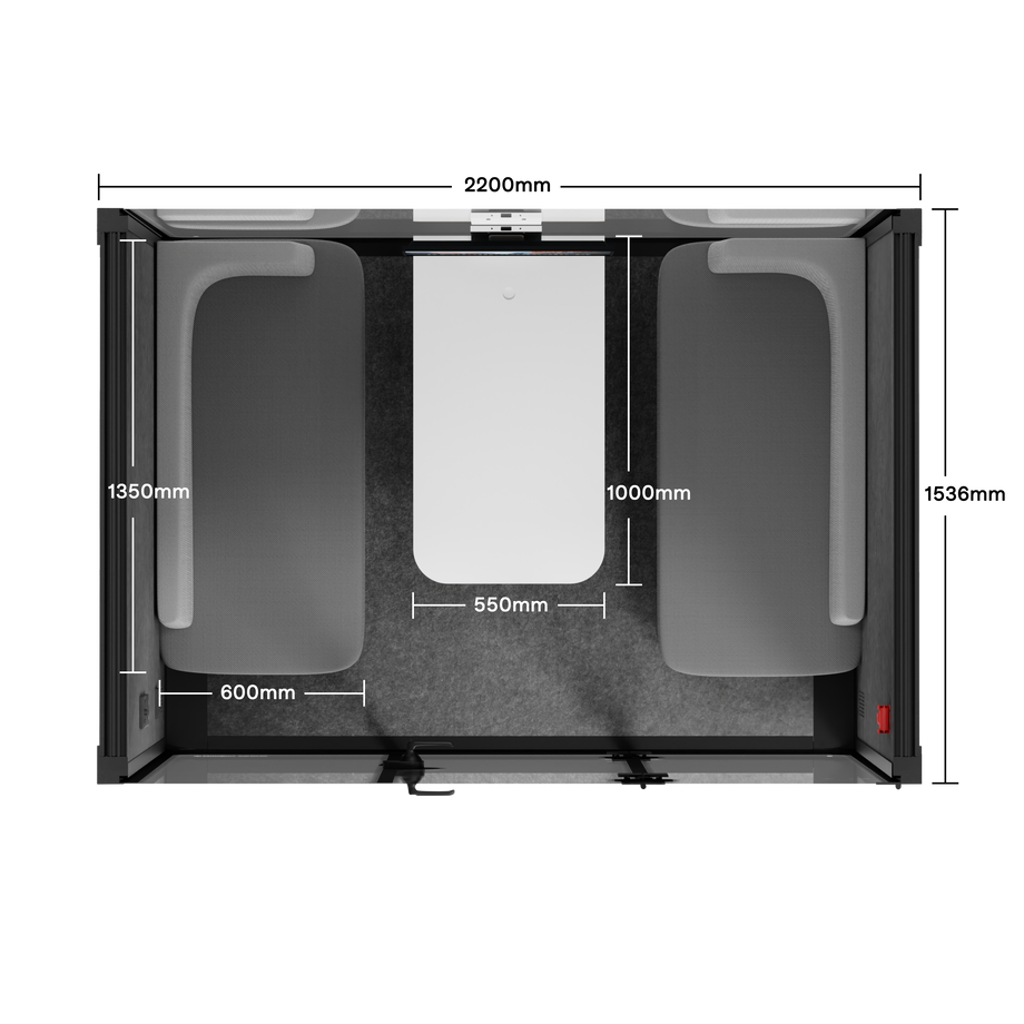 Quell - 4 Person Meeting BoothCharcoal / Dark Grey / Delux