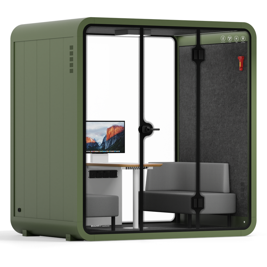 Quell - 4 Person Meeting BoothGreen / Dark Grey / Delux