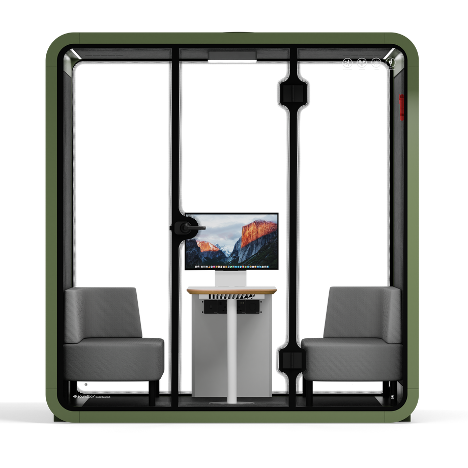 Quell - 4 Person Meeting BoothGreen / Dark Grey / Delux