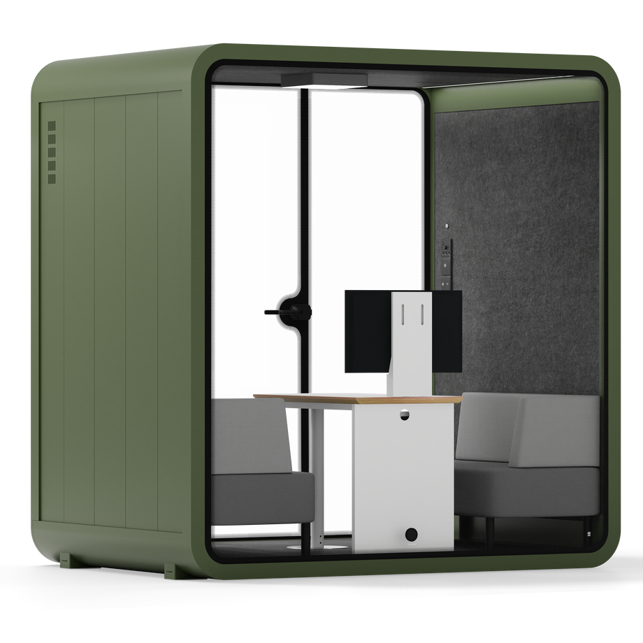Quell - 4 Person Meeting BoothGreen / Dark Grey / Delux