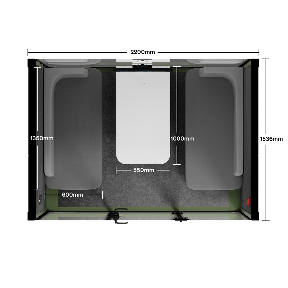 Quell - 4 Person Meeting BoothGreen / Dark Grey / Delux