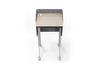Swish Adaptive Presentation Podium in white oak and black on a white background, featuring an 18mm birch plywood body with beveled water-based painted edges, black PET panel, aluminium alloy frame, and medical-grade TPU silent casters; modern mobile presentation podium designed for professional office, training and conference environments.