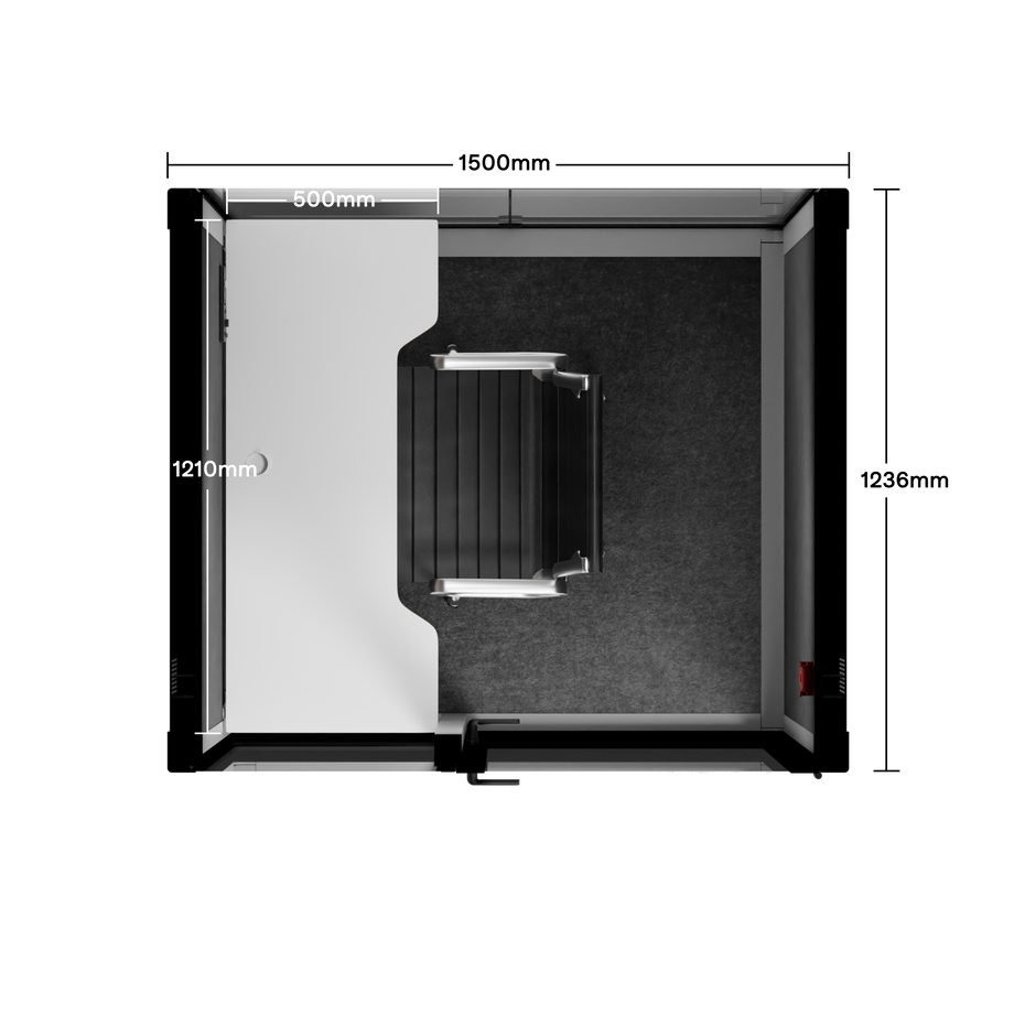 Quell+ - 2 Person PodLight Grey / Dark Gray / Work Station + Designer Office Chair