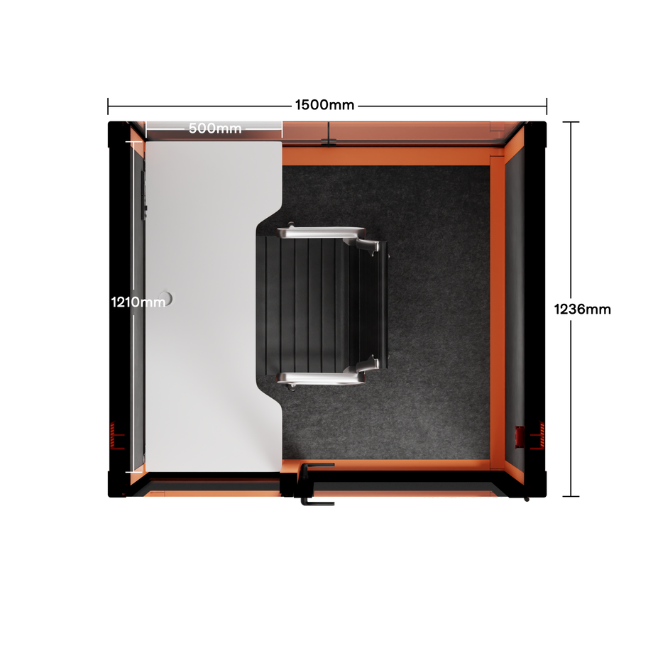 Quell+ - 2 Person PodOrange / Dark Gray / Work Station + Designer Office Chair
