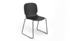 Aarhus Bistro Glide Stackable Chair by Quell Design – sculptural modern chair in black moulded polypropylene shell and sleek electrostatic powder-coated steel frame. The ergonomic, contoured seat offers comfort while its stackable design makes it perfect for dynamic office, café or communal spaces.