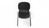 Aarhus Bistro Glide Stackable Chair by Quell Design – sculptural modern chair in black moulded polypropylene shell and sleek electrostatic powder-coated steel frame. The ergonomic, contoured seat offers comfort while its stackable design makes it perfect for dynamic office, café or communal spaces.