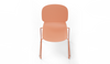 Aarhus Bistro Glide Stackable Chair by Quell Design – sculptural modern chair in coral moulded polypropylene shell and sleek electrostatic powder-coated steel frame. The ergonomic, contoured seat offers comfort while its stackable design makes it perfect for dynamic office, café or communal spaces.