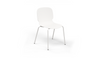 Aarhus Bistro Chair by Quell Design – a modern Scandinavian-style chair in white with a smooth moulded polypropylene seat and curved ergonomic backrest. Supported by slender black powder-coated steel legs, this minimalist and durable chair is perfect for collaborative office spaces, cafés, and contemporary dining areas, offering both comfort and timeless design.
