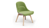 Bloom Beech Wood Office Chair by Quell Design – a modern Scandinavian-style chair with a smooth contoured seat upholstered in linen velvet and eco-friendly synthetic leather detailing. Featuring natural beech wood legs that provide strength and stability, this elegant and ergonomic chair combines minimalist design with lasting comfort. Perfect for collaborative workspaces, dining areas, and contemporary interiors seeking timeless simplicity and sustainability.